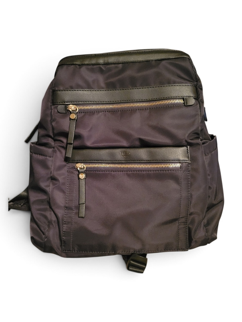 Women’s Black Nylon Backpack with Gold Zippers